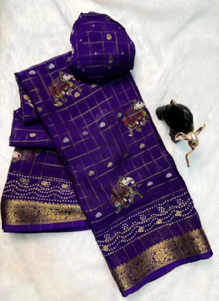 Tew Pure Marsh Chinon Silk Printed Saree